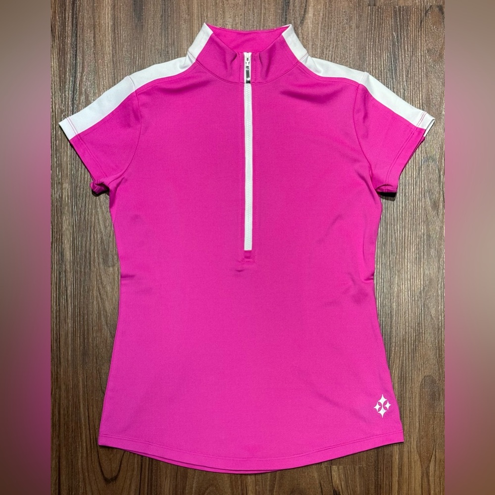 New Jofit White and Pink Performance Polo – XS